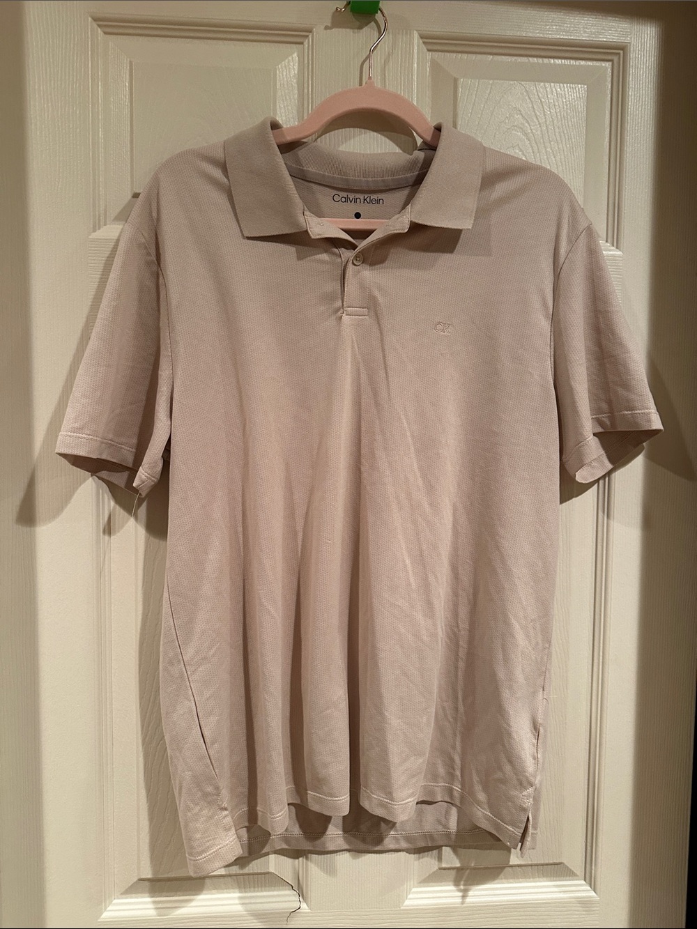 Calvin Klein Menโs Light Beige Polo Shirt